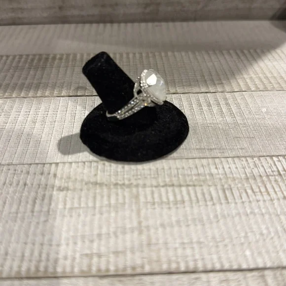 Bomb Party Resort Wear Silver Plated Lab Created White Quartz Ring - Picture 5 of 6